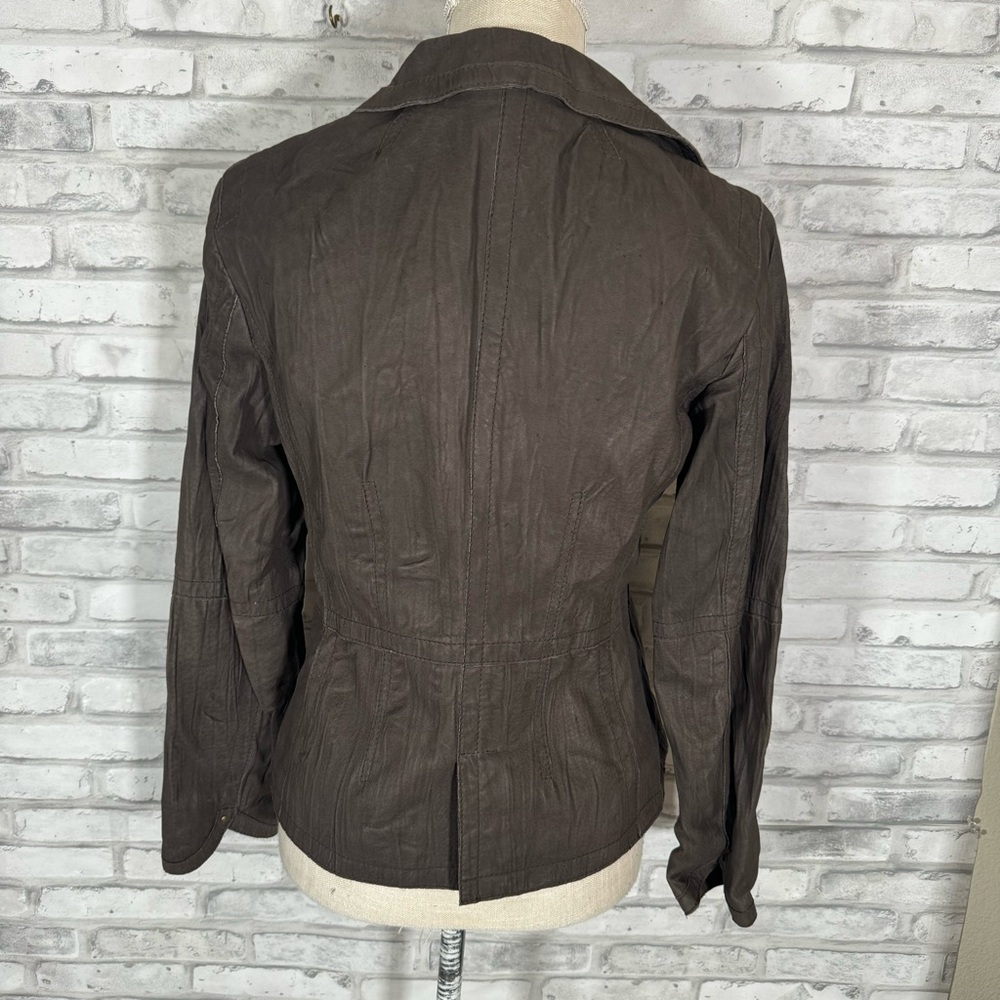 Vintage Tapemeasure Brown Leather Button Up Jacket - Picture 4 of 11